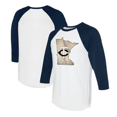 Minnesota Twins Tiny Turnip Unisex State Outline 3/4-Sleeve Raglan T-Shirt | MLB New