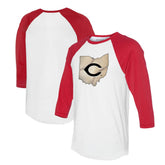 Cincinnati Reds Tiny Turnip Unisex State Outline 3/4-Sleeve Raglan T-Shirt | MLB On Sale