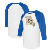Kansas City Royals Tiny Turnip Unisex State Outline 3/4-Sleeve Raglan T-Shirt | MLB Shop