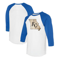 Kansas City Royals Tiny Turnip Unisex State Outline 3/4-Sleeve Raglan T-Shirt | MLB Shop
