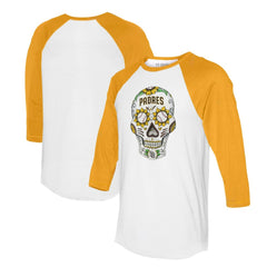 San Diego Padres Tiny Turnip Unisex Sugar Skull 3/4-Sleeve Raglan T-Shirt | MLB For sale