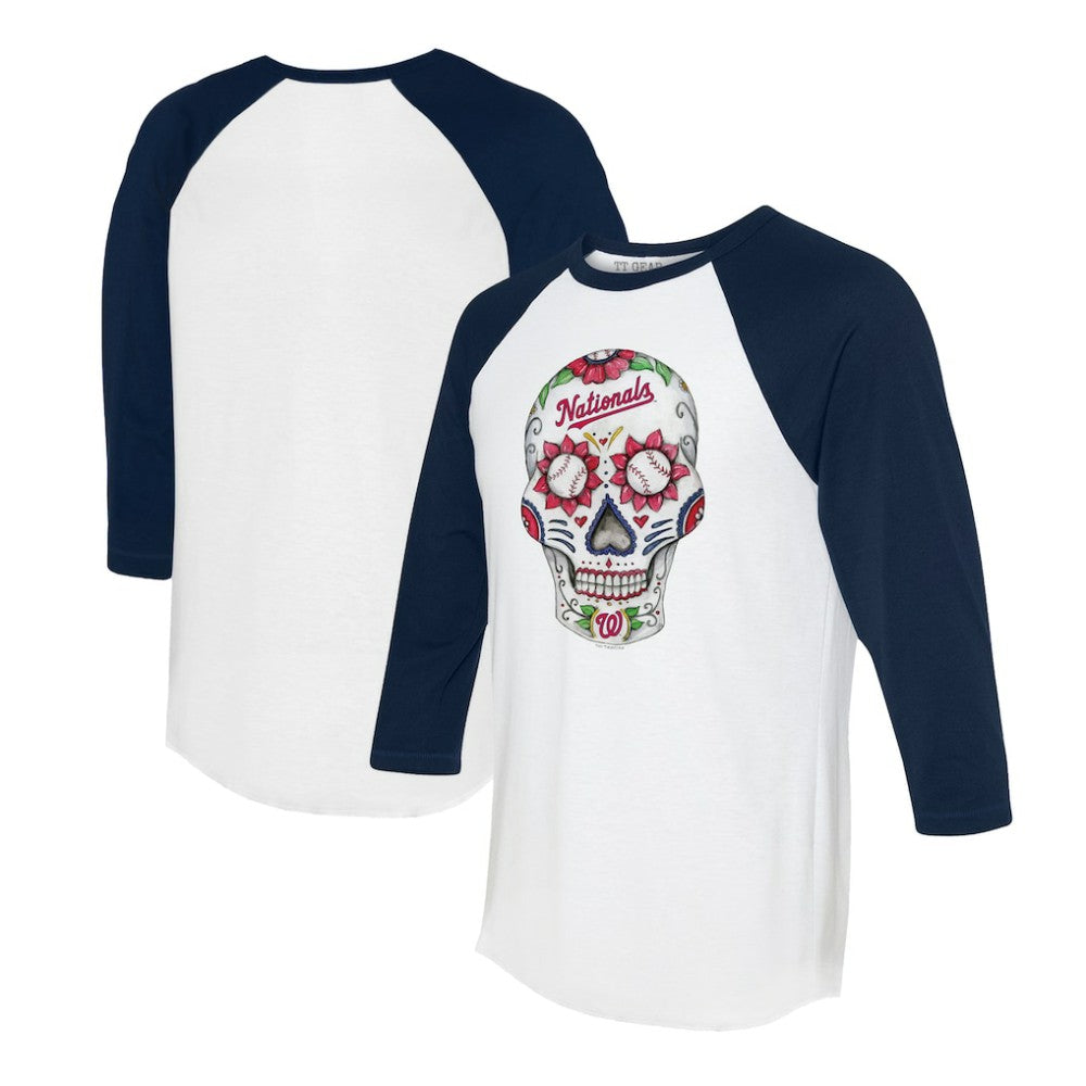 Washington Nationals Tiny Turnip Unisex Sugar Skull 3/4-Sleeve Raglan T-Shirt | MLB US