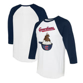 Cleveland Guardians Tiny Turnip Unisex Sundae Helmet 3/4-Sleeve Raglan T-Shirt | MLB New