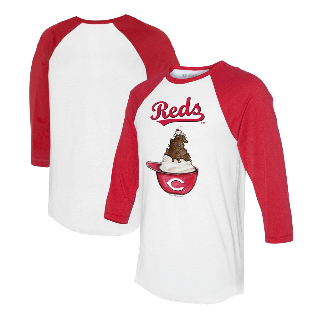Cincinnati Reds Tiny Turnip Unisex Sundae Helmet 3/4-Sleeve Raglan T-Shirt | MLB US