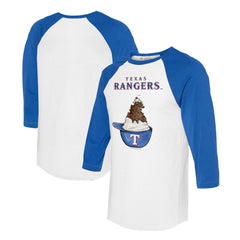 Texas Rangers Tiny Turnip Unisex Sundae Helmet 3/4-Sleeve Raglan T-Shirt | MLB On Sale