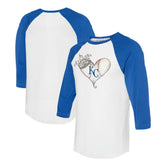 Kansas City Royals Tiny Turnip Unisex Tiara Heart 3/4-Sleeve Raglan T-Shirt | MLB Online