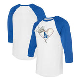 Los Angeles Dodgers Tiny Turnip Unisex Tiara Heart 3/4-Sleeve Raglan T-Shirt | MLB Discount