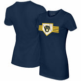Milwaukee Brewers Tiny Turnip Women's Base Stripe T-Shirt | MLB On Sale