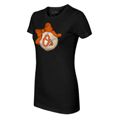 Baltimore Orioles Tiny Turnip Women's Baseball Bow T-Shirt | MLB Sale
