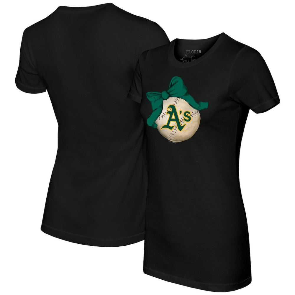 Athletics Tiny Turnip Women's Baseball Bow T-Shirt | MLB Shop
