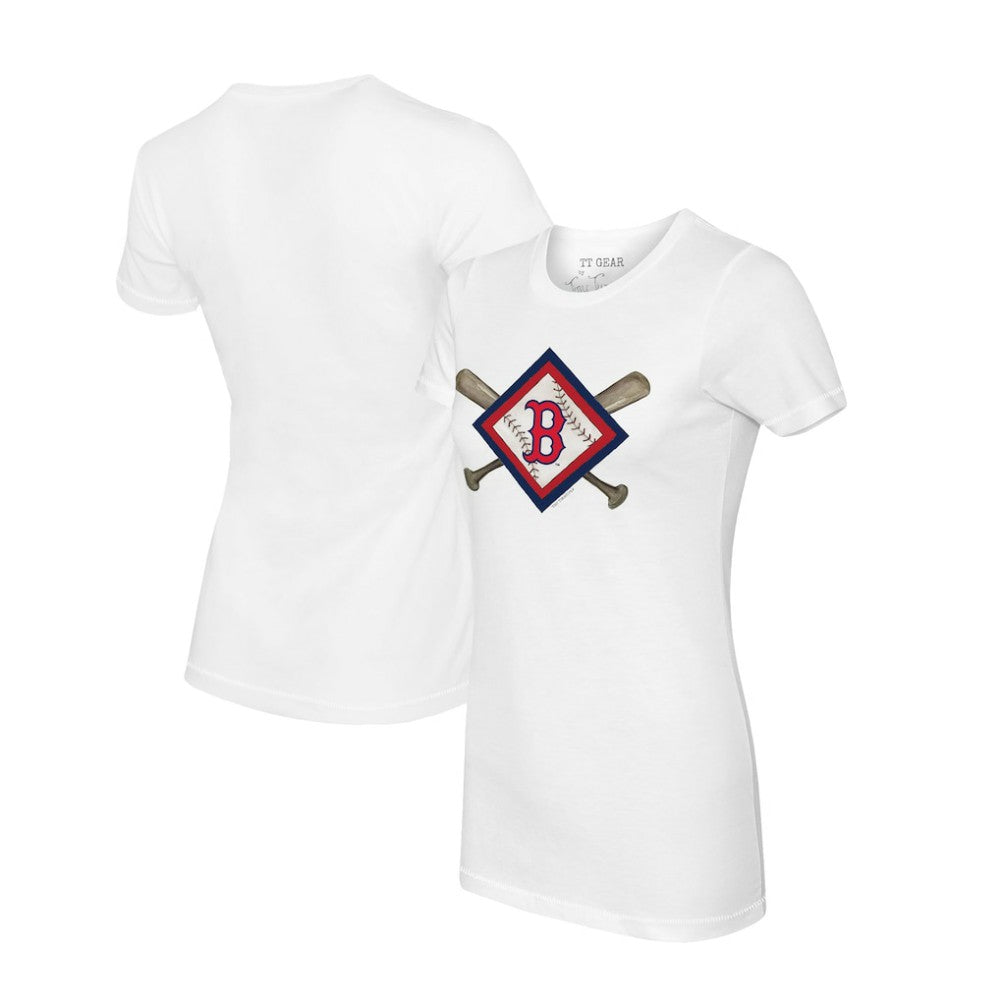Boston Red Sox Tiny Turnip Women's Diamond Cross Bats T-Shirt | MLB Discount