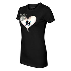 Miami Marlins Tiny Turnip Women's Tiara Heart T-Shirt | MLB Outlet