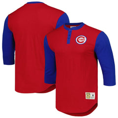 Chicago Cubs Mitchell & Ness Cooperstown Collection Legendary Slub Henley 3/4-Sleeve T-Shirt | MLB Discount