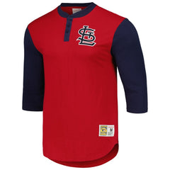 St. Louis Cardinals Mitchell & Ness Cooperstown Collection Legendary Slub Henley 3/4-Sleeve T-Shirt | MLB Online