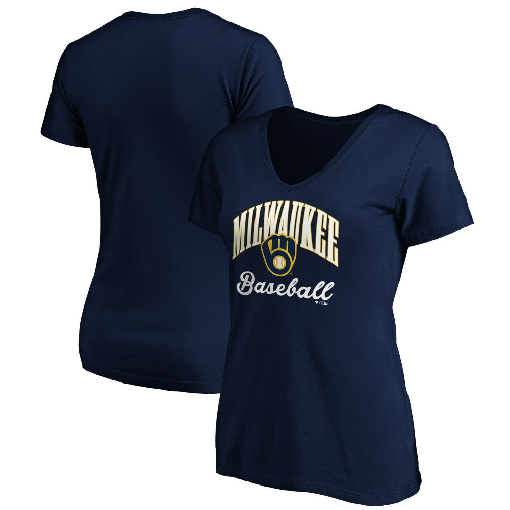 Milwaukee Brewers Women's Core Victory Script V-Neck T-Shirt | MLB Online