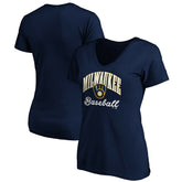 Milwaukee Brewers Women's Core Victory Script V-Neck T-Shirt | MLB Online