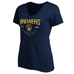 Milwaukee Brewers Women's Core Live For It V-Neck T-Shirt | MLB New