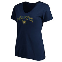 Milwaukee Brewers Women's Core Team Lock Up V-Neck T-Shirt | MLB For sale