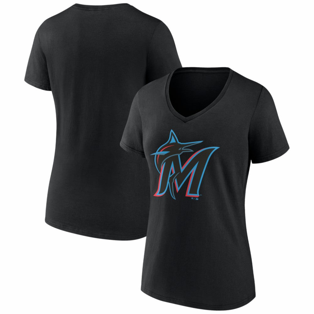 Miami Marlins Women's Logo V-Neck T-Shirt | MLB New