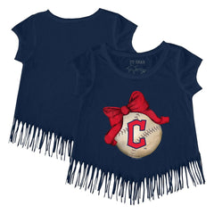 Cleveland Guardians Tiny Turnip Girls Youth Baseball Bow Fringe T-Shirt | MLB Shop
