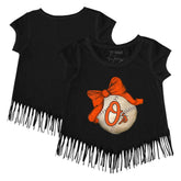 Baltimore Orioles Tiny Turnip Girls Youth Baseball Bow Fringe T-Shirt | MLB US