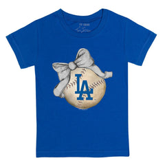 Los Angeles Dodgers Tiny Turnip Youth Baseball Bow T-Shirt | MLB Outlet