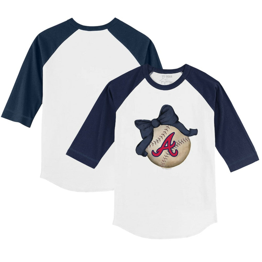 Atlanta Braves Tiny Turnip Youth Baseball Bow 3/4-Sleeve Raglan T-Shirt | MLB Near me