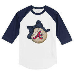 Atlanta Braves Tiny Turnip Youth Baseball Bow 3/4-Sleeve Raglan T-Shirt | MLB Near me
