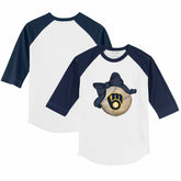 Milwaukee Brewers Tiny Turnip Youth Baseball Bow 3/4-Sleeve Raglan T-Shirt | MLB Discount