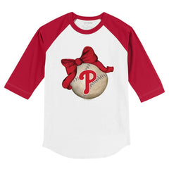 Philadelphia Phillies Tiny Turnip Youth Baseball Bow 3/4-Sleeve Raglan T-Shirt | MLB For sale