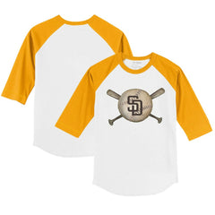 San Diego Padres Tiny Turnip Youth Baseball Cross Bats 3/4-Sleeve Raglan T-Shirt | MLB Discount