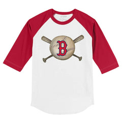 Boston Red Sox Tiny Turnip Youth Baseball Cross Bats 3/4-Sleeve Raglan T-Shirt | MLB On Sale
