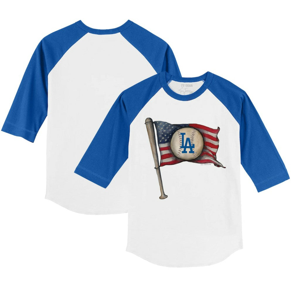 Los Angeles Dodgers Tiny Turnip Youth Baseball Flag 3/4-Sleeve Raglan T-Shirt | MLB Shop