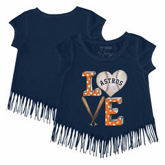 Houston Astros Tiny Turnip Girls Youth Baseball Love Fringe T-Shirt | MLB For sale