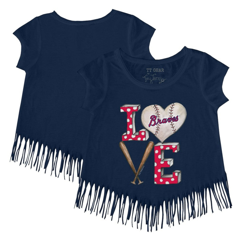 Atlanta Braves Tiny Turnip Girls Youth Baseball Love Fringe T-Shirt | MLB Shop