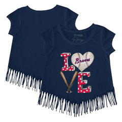 Atlanta Braves Tiny Turnip Girls Youth Baseball Love Fringe T-Shirt | MLB Shop