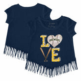 Milwaukee Brewers Tiny Turnip Girls Youth Baseball Love Fringe T-Shirt | MLB On Sale