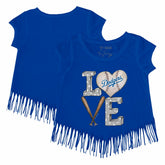 Los Angeles Dodgers Tiny Turnip Girls Youth Baseball Love Fringe T-Shirt | MLB On Sale