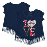 Cleveland Guardians Tiny Turnip Girls Youth Baseball Love Fringe T-Shirt | MLB New