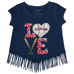 Cleveland Guardians Tiny Turnip Girls Youth Baseball Love Fringe T-Shirt | MLB New