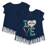 Seattle Mariners Tiny Turnip Girls Youth Baseball Love Fringe T-Shirt | MLB Outlet
