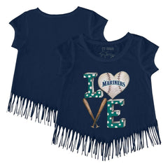 Seattle Mariners Tiny Turnip Girls Youth Baseball Love Fringe T-Shirt | MLB Outlet