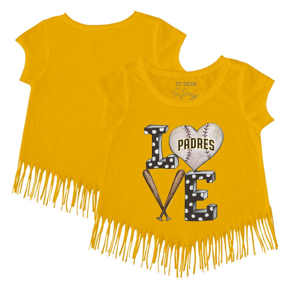 San Diego Padres Tiny Turnip Girls Youth Baseball Love Fringe T-Shirt | MLB Discount