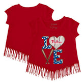 Philadelphia Phillies Tiny Turnip Girls Youth Baseball Love Fringe T-Shirt | MLB US