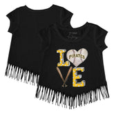 Pittsburgh Pirates Tiny Turnip Girls Youth Baseball Love Fringe T-Shirt | MLB US