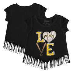 Pittsburgh Pirates Tiny Turnip Girls Youth Baseball Love Fringe T-Shirt | MLB US