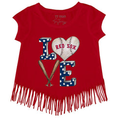 Boston Red Sox Tiny Turnip Girls Youth Baseball Love Fringe T-Shirt | MLB Online
