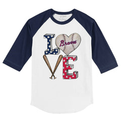 Atlanta Braves Tiny Turnip Youth Baseball Love 3/4-Sleeve Raglan T-Shirt | MLB US