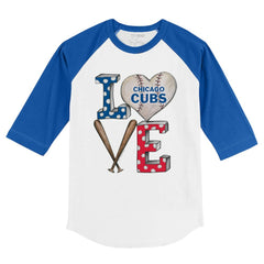 Chicago Cubs Tiny Turnip Youth Baseball Love 3/4-Sleeve Raglan T-Shirt | MLB Discount