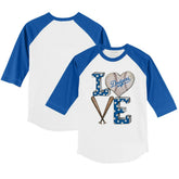 Los Angeles Dodgers Tiny Turnip Youth Baseball Love 3/4-Sleeve Raglan T-Shirt | MLB On Sale